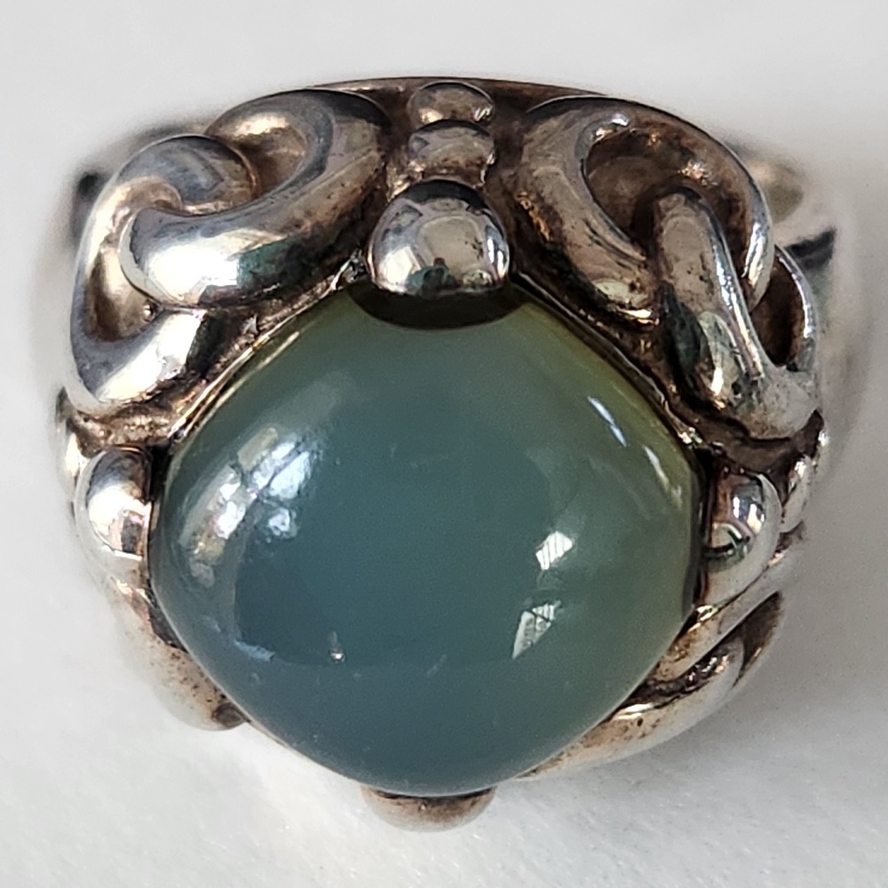 BJC (Samuel B Benham) Sterling Silver Aqua Chalcedony Ring, size 8, preloved